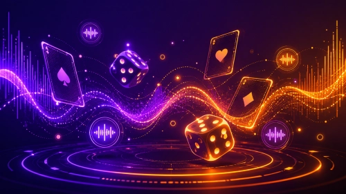 An editorial illustration of diverse digital avatars engaged in fun interactive audio games through sound channels