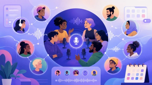 Community members talking in live social audio rooms